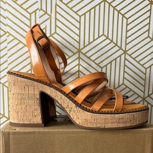 Lucky Brand Orange Cork Platform Sandals